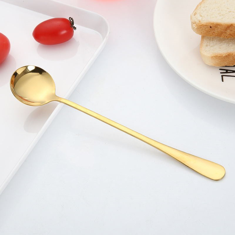 Stainless Steel Dessert and Table Spoon in Gold, in Style B (Smaller Spoon Shape)