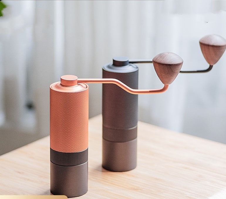 The Wizard Manual Coffee Grinder in Charcoal and Pink & Charcoal