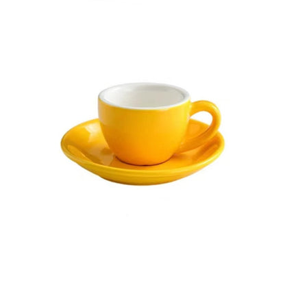 Classic Cafe-Style Espresso Coffee Cup and Saucer Set in yellow.