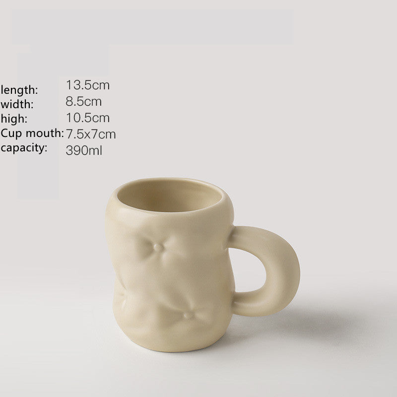 Unique Handmade Ceramic Glazed Mug with Cushion-Style Buttons - Available in Four Colors!