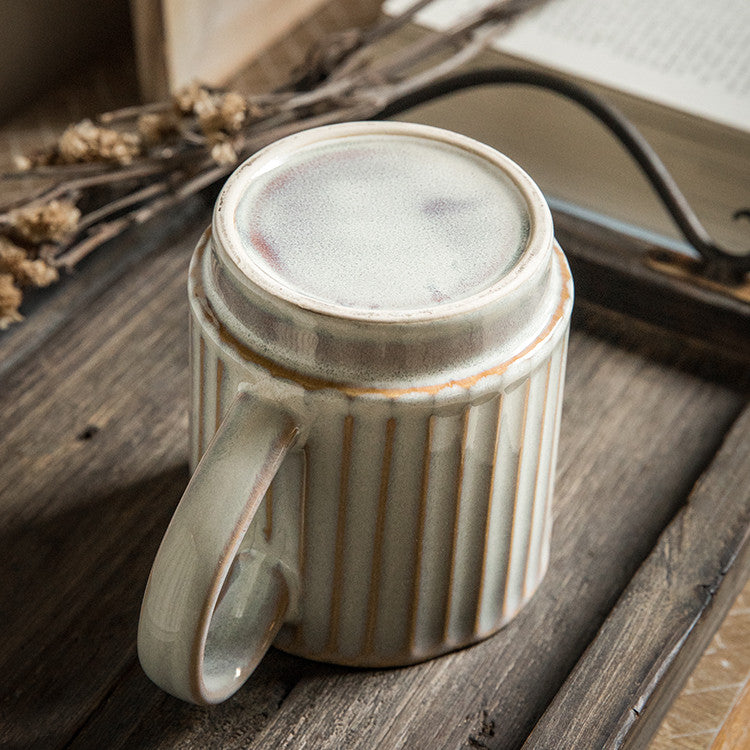 Large Vintage Embossed Ceramic Coffee Mug