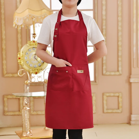 Durable Cotton Polyester Twill Apron in red.