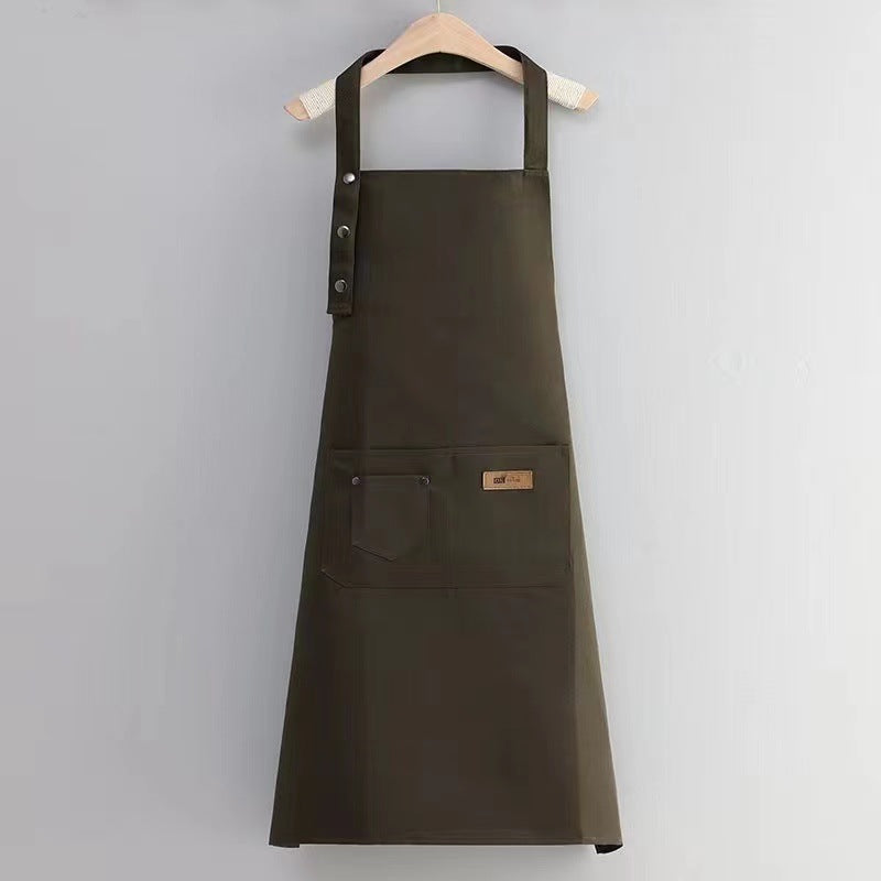 Durable Cotton Polyester Twill Apron in army green.