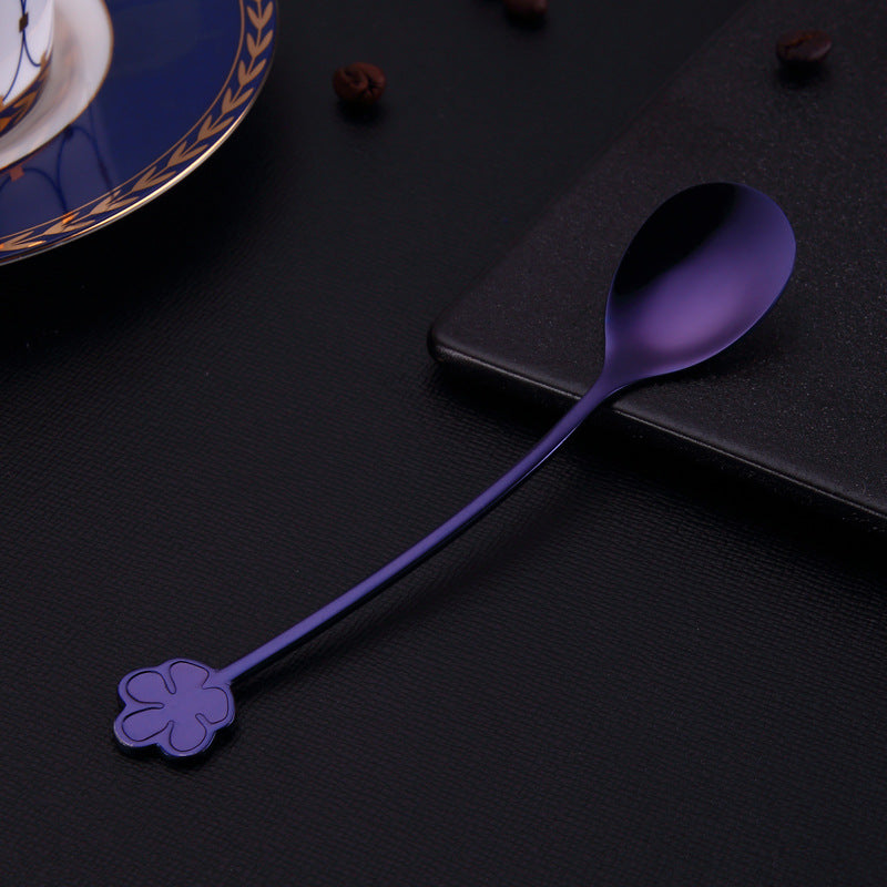 Flower-Shaped Handle Dessert SpoonFlower-Shaped Handle Dessert & Coffee Spoon in purple