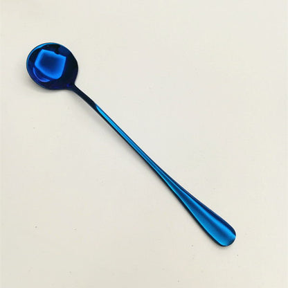 Stainless Steel Dessert and Table Spoon in Blue, in Style B (Smaller Spoon Shape)