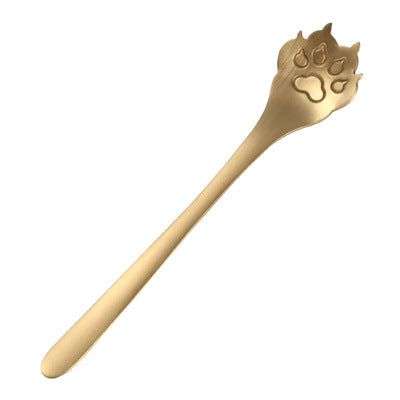 Stainless Steel Animal Paw Spoon In Gold