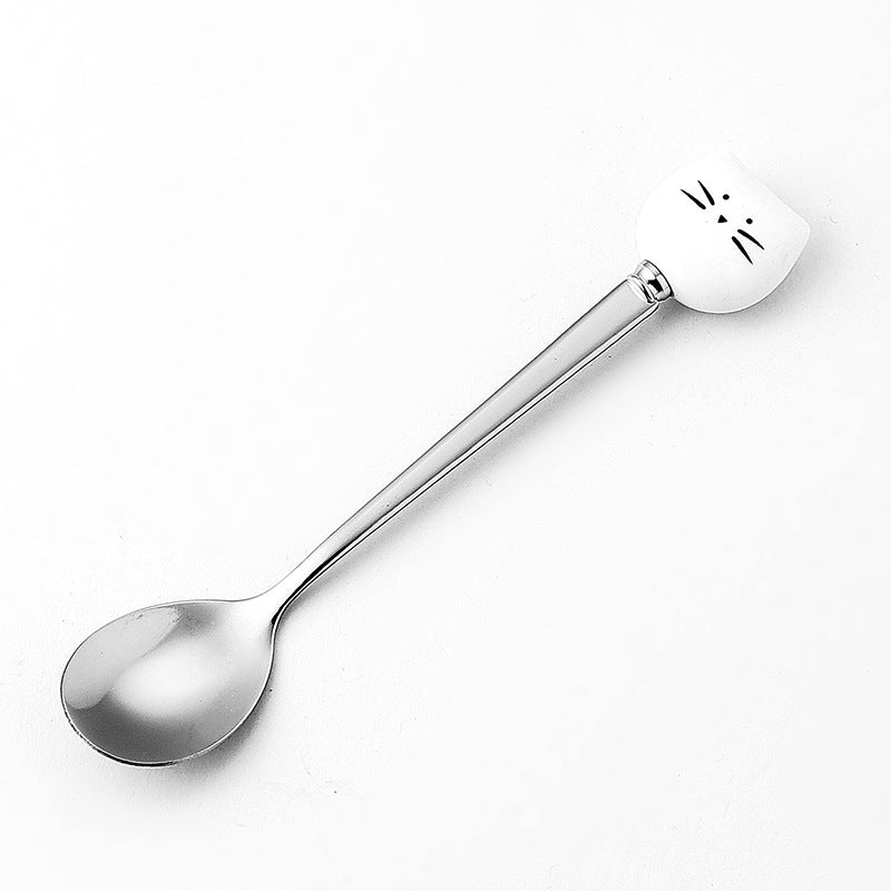 White Cat Pet Handle Spoon