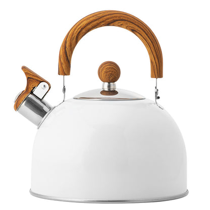 White Kitchen Kettle with Wooden Handle