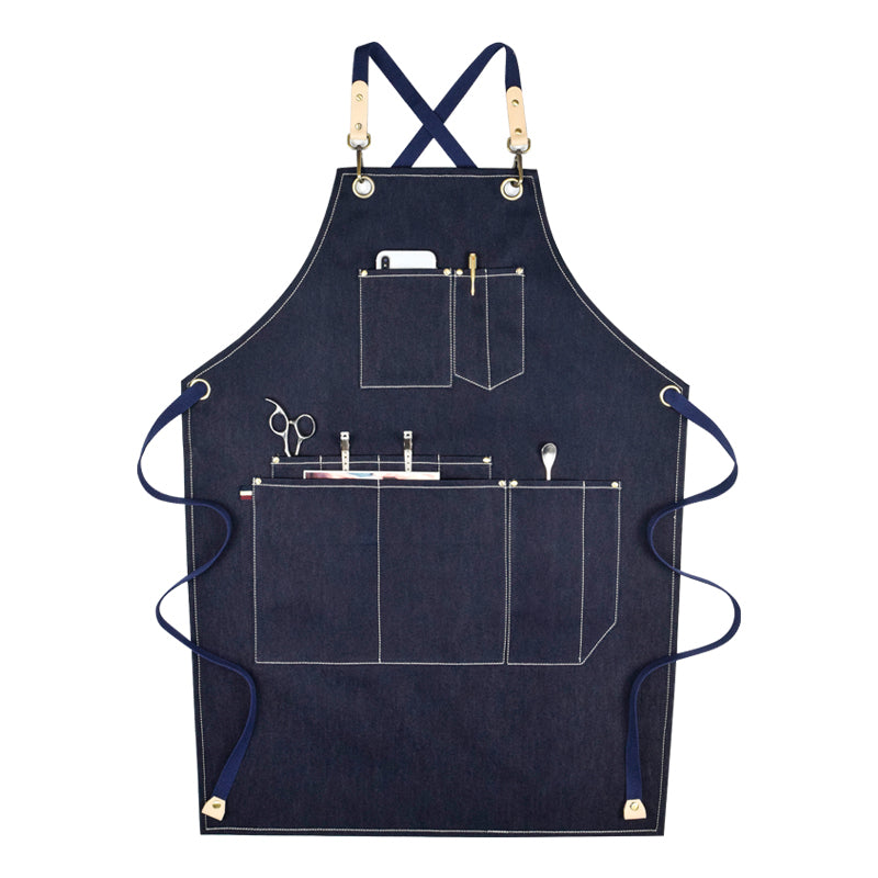 Trendy Cross-Strap Canvas Barista Apron | Available 6 Colors | Plenty of Pockets