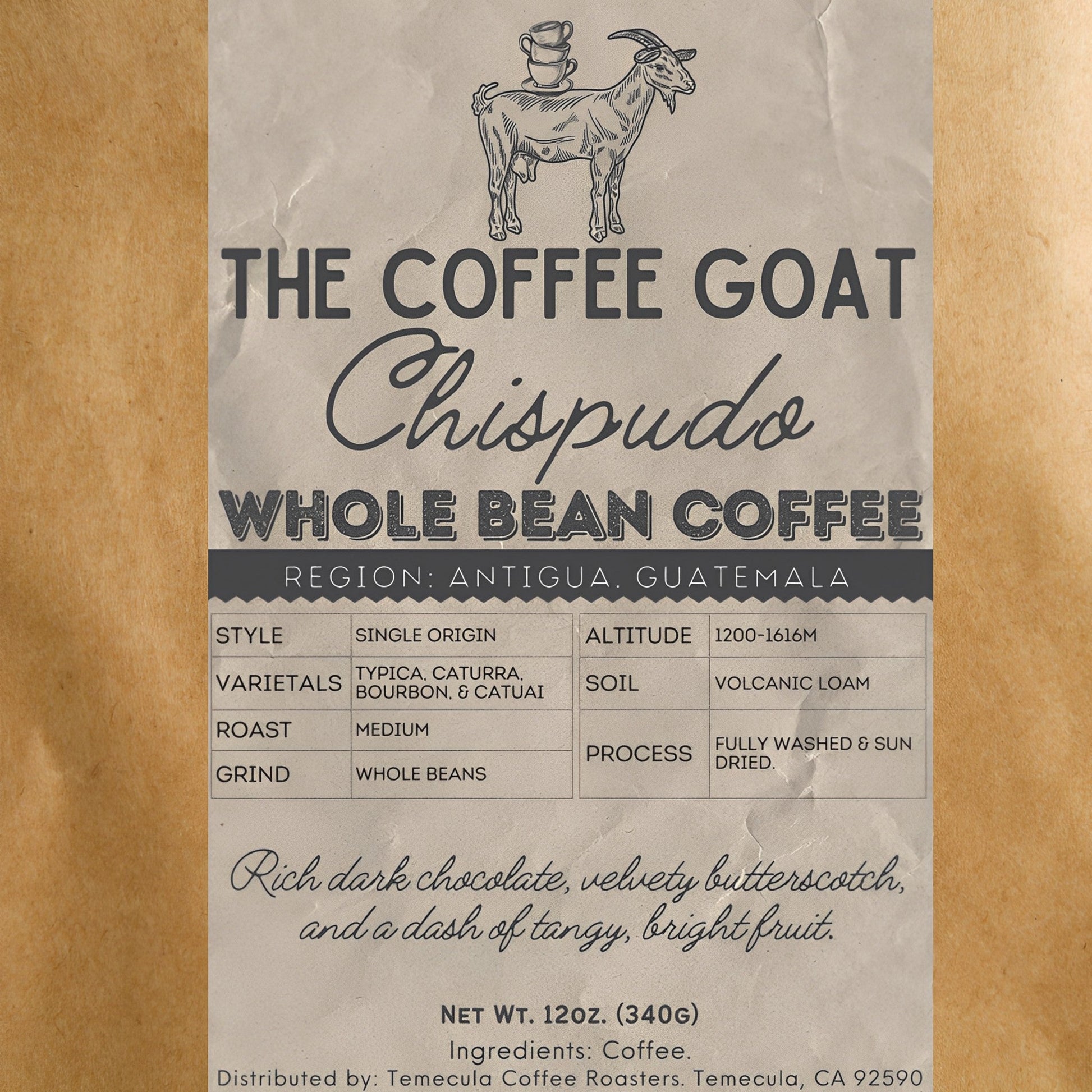 A snapshot of a  coffee bag of Chispudo Single Origin Whole Bean Coffee by The Coffee Goat