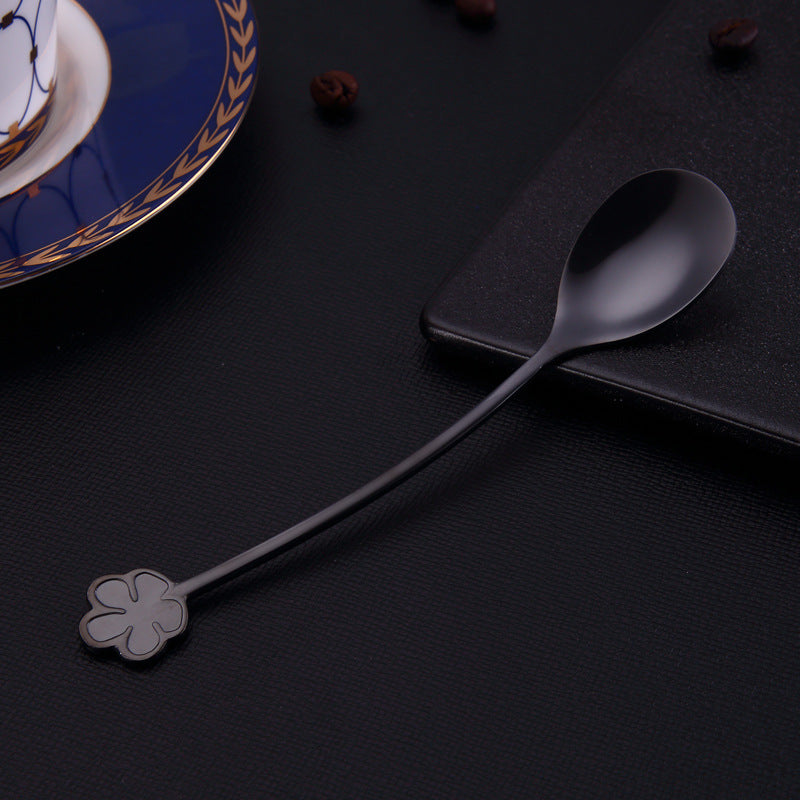 Flower-Shaped Handle Dessert SpoonFlower-Shaped Handle Dessert & Coffee Spoon in black