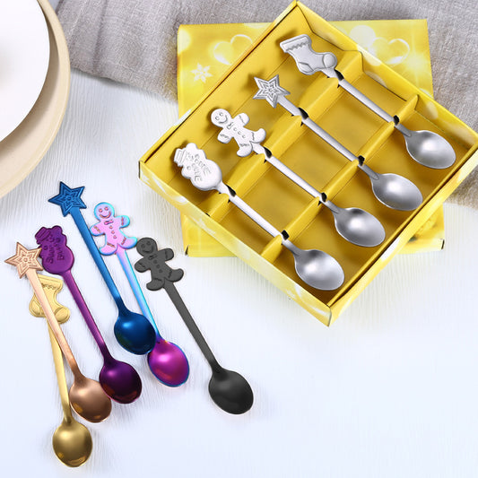 Christmas-Themed Stainless Steel Spoon Set