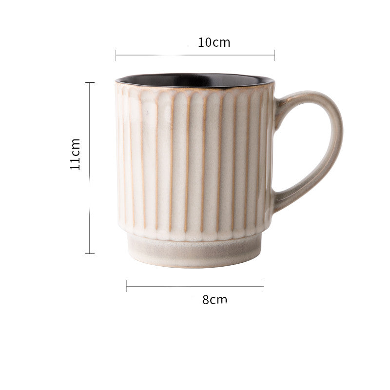 Vintage Embossed Ceramic Coffee Mug for a Stylish Hot Beverage Experience