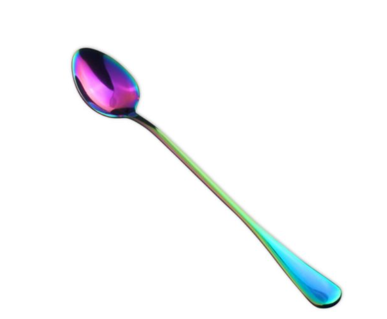 Stainless Steel Dessert and Table Spoon in Rainbow Colour 2 in Style A (Bigger Spoon Shape)