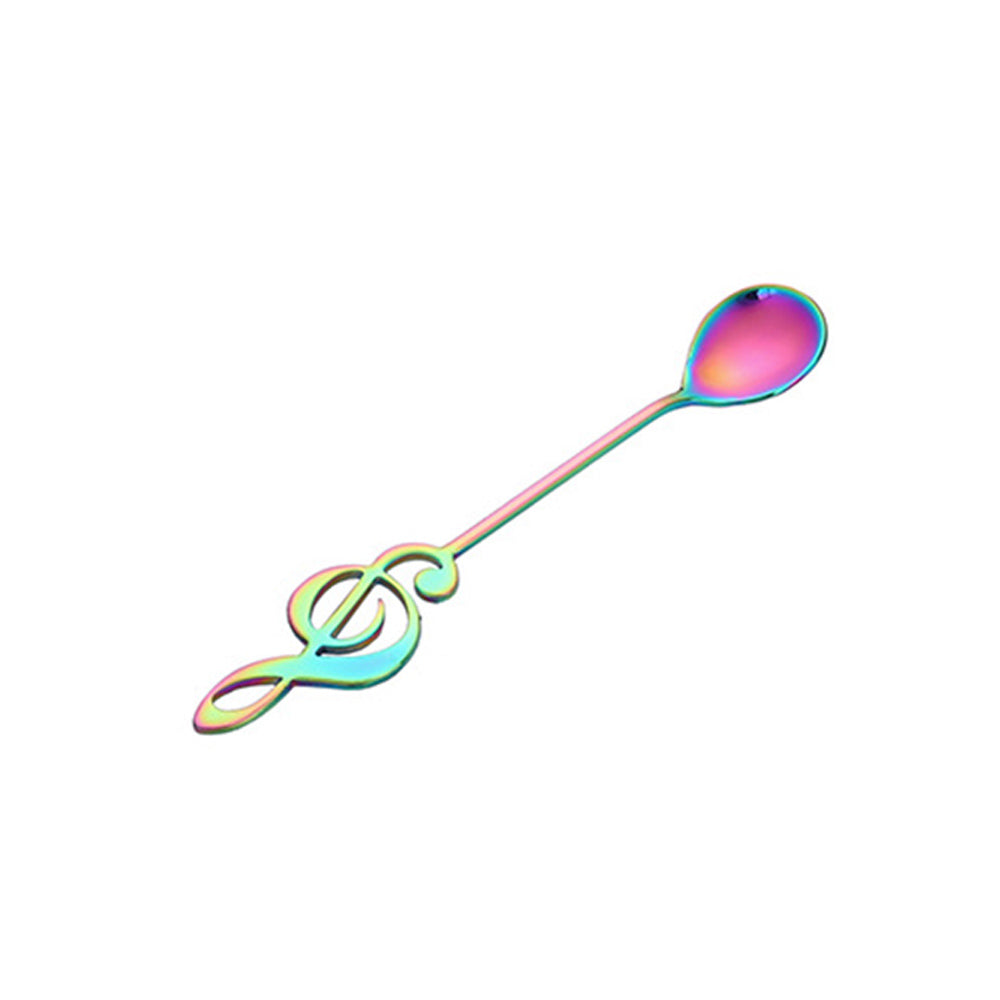 Treble Clef Stainless Steel Coffee Spoons in rainbow color.