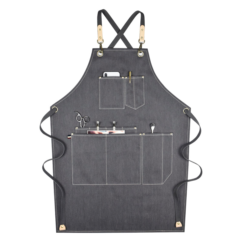 Trendy Cross-Strap Canvas Barista Apron | Available 6 Colors | Plenty of Pockets