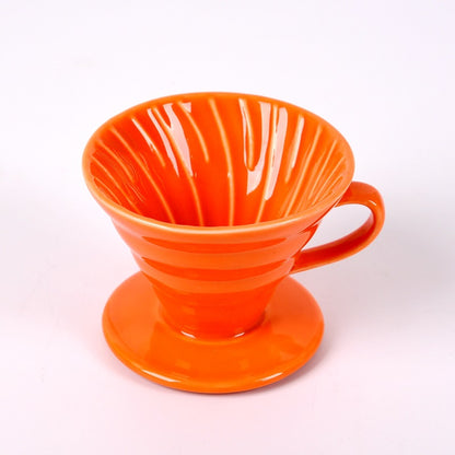 Orange Ceramic Pour Over Coffee Filter on a white background