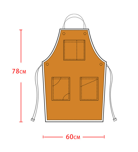 Diagram of Adjustable Denim-Style Apron with dimensions