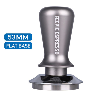 Stainless Steel Coffee Flat-Based Tamper in Silver Gray in 53mm