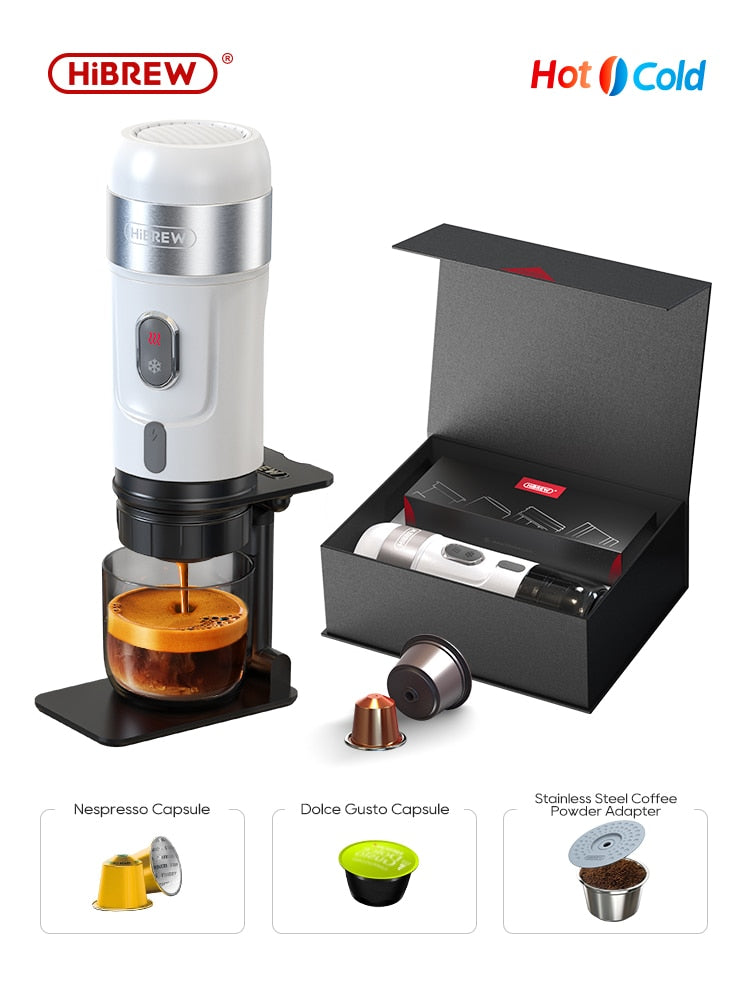 Products H4A HiBREW Portable Espresso Machine for Car & Home - 3-in-1 Compatible with Nespresso OriginalLine, Dolce Gusto Capsules & Ground Coffee - 15 Bar High Pressure Extraction