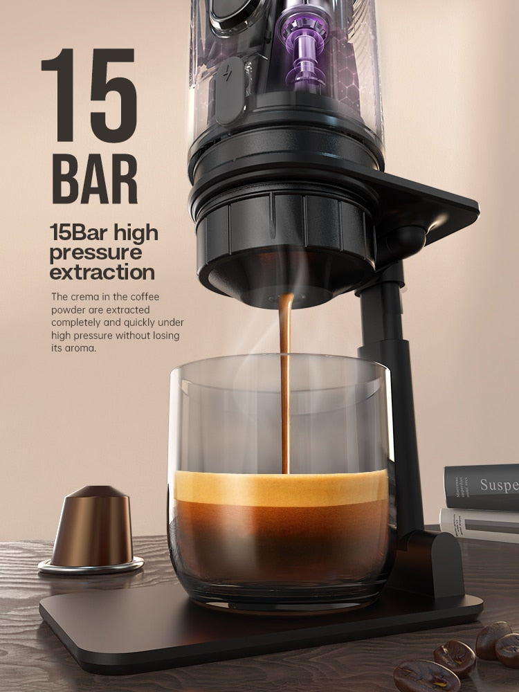 Products H4A HiBREW Portable Espresso Machine for Car & Home - 3-in-1 Compatible with Nespresso OriginalLine, Dolce Gusto Capsules & Ground Coffee - 15 Bar High Pressure Extraction