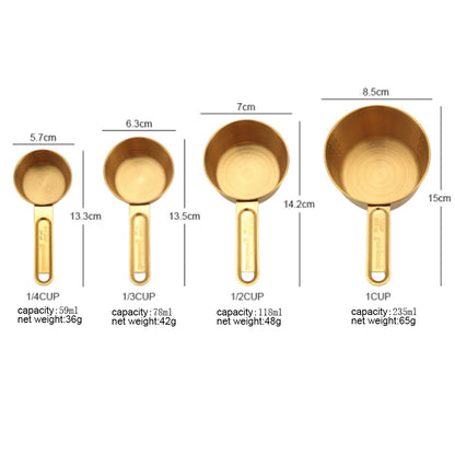 4 gold Stainless Steel Measuring cups diagram