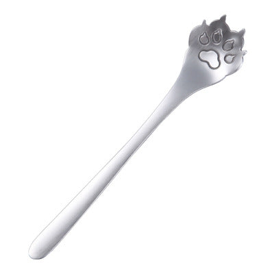 Stainless Steel Animal Paw Spoon In Silver