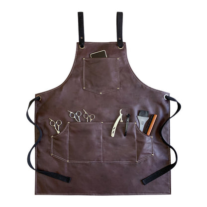 Waterproof and Oil-Proof Faux Leather Apron in Wine Red color.