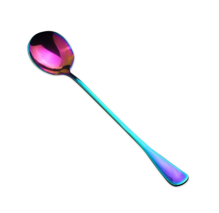 Stainless Steel Dessert and Table Spoon in Rainbow Color 2, in Style B (Smaller Spoon Shape)