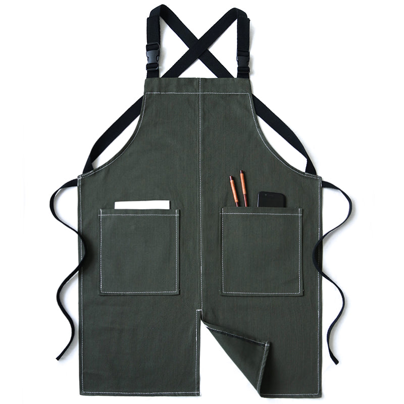 Cut-Away Style Denim Apron