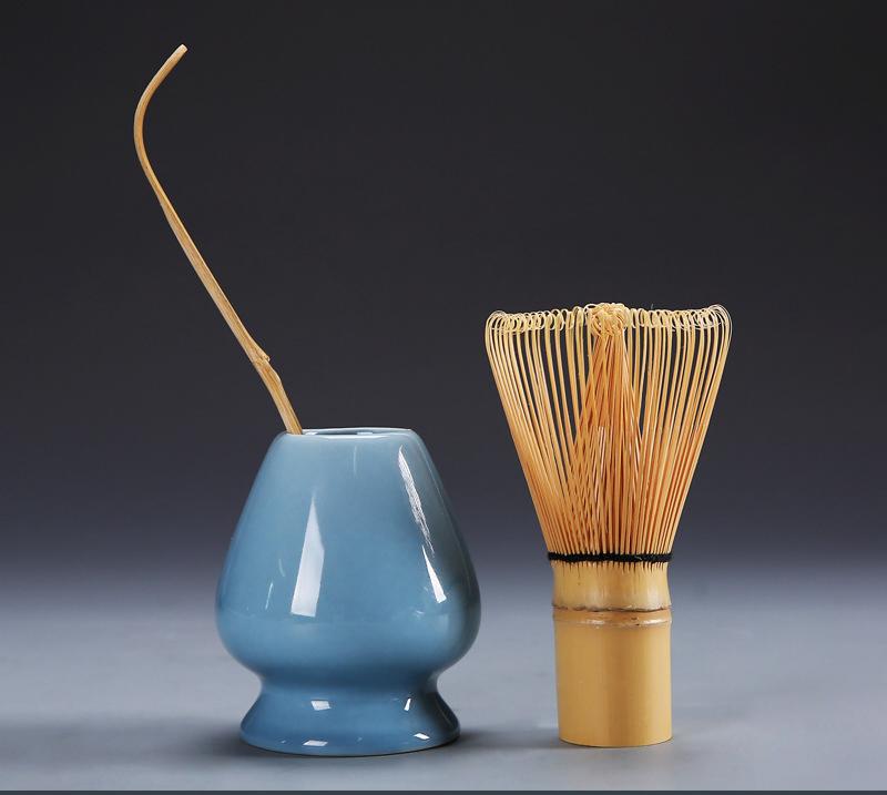 Cyan Ceramic & Bamboo 3 Piece Tea Set