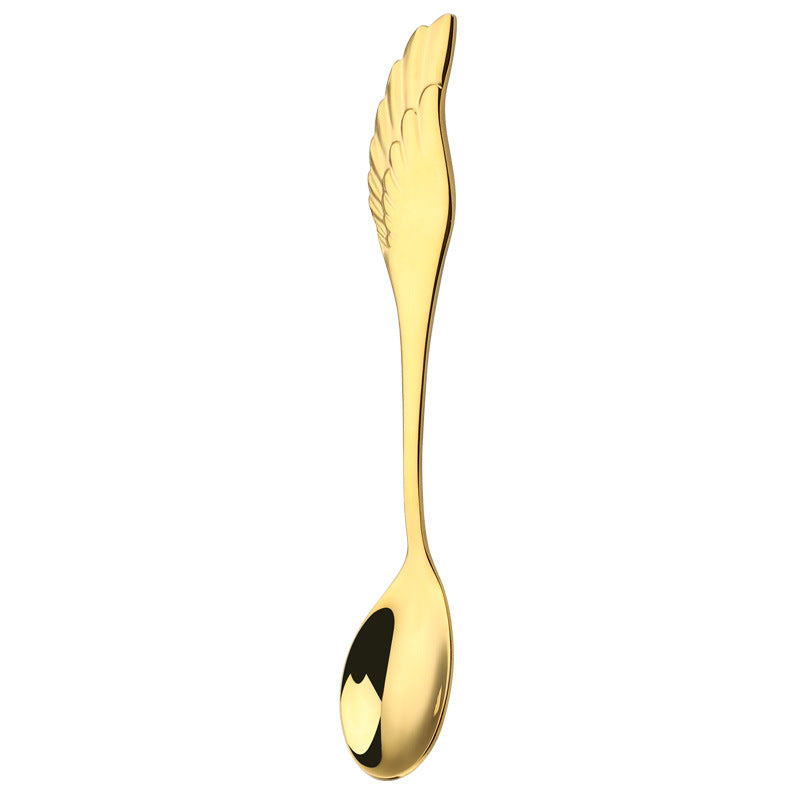 Golden Stainless Steel Spoon with Wing Handle