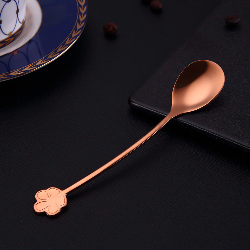 Flower-Shaped Handle Dessert SpoonFlower-Shaped Handle Dessert & Coffee Spoon in rose gold