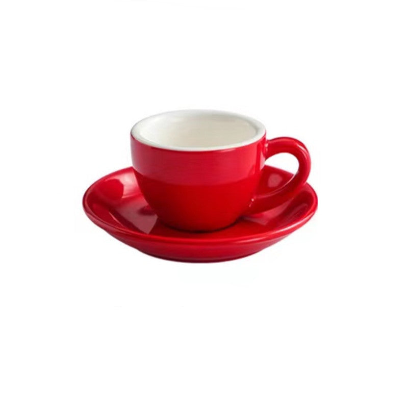 Classic Cafe-Style Espresso Coffee Cup and Saucer Set in in red.