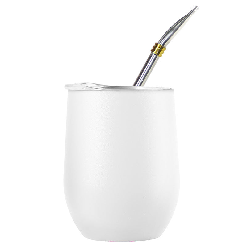 Stainless Steel Mate Tea Cup with Lid and Bombilla