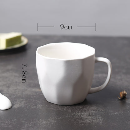 White Diamond-Shaped Ceramic Mug