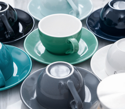 Classic Cafe-Style Espresso Cup and Saucer Set - High-Quality Ceramic, Multiple Colors Available